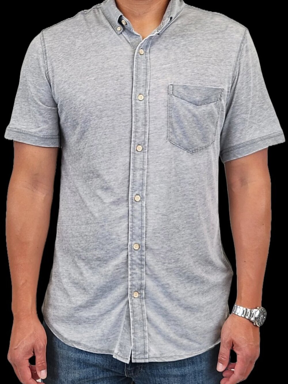 Surfside Supply Grey Burnout Knit Short Sleeve Vintage Shirt With Front Pocket
